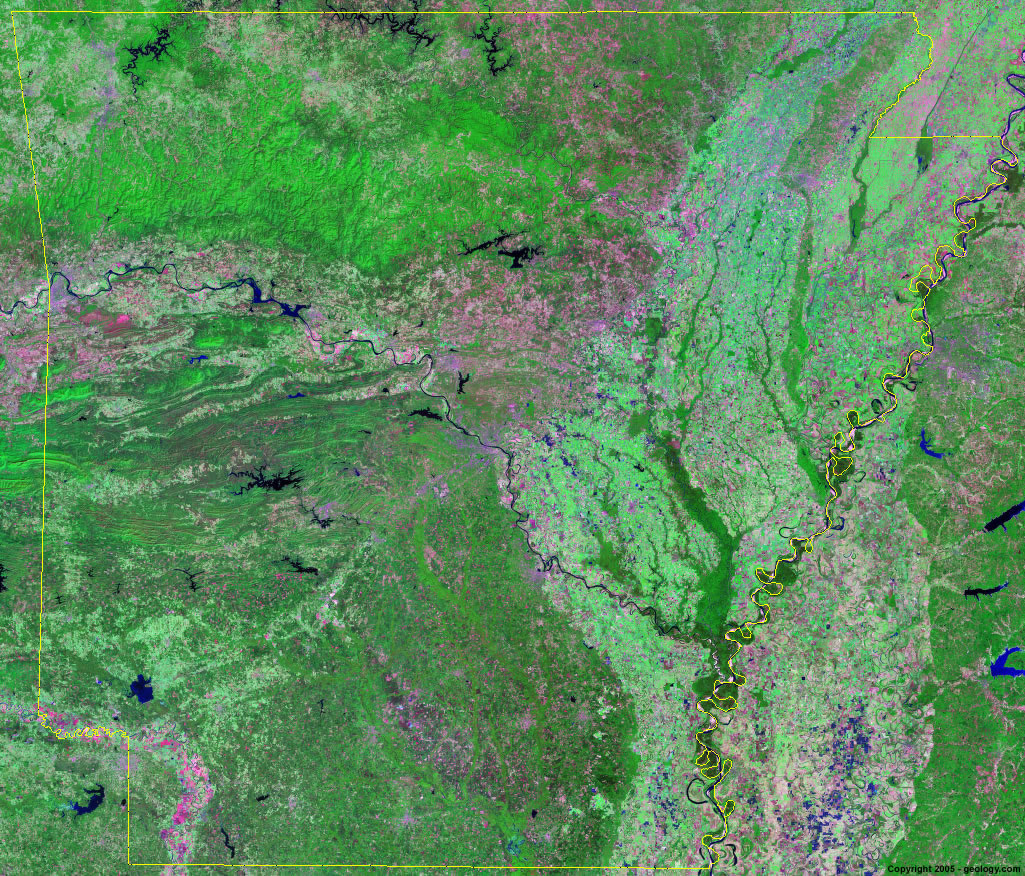 Satellite View Of Arkansas Arkansas Satellite Images - Landsat Color Image