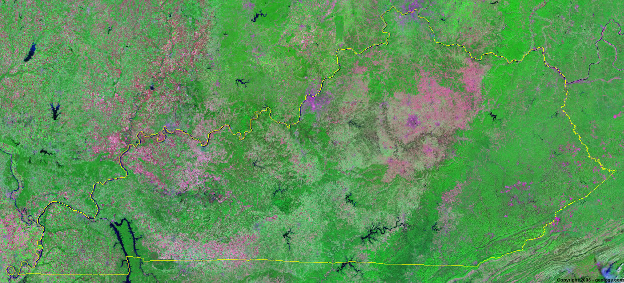 Satellite Map Of Kentucky Kentucky Satellite Images - Landsat Color Image