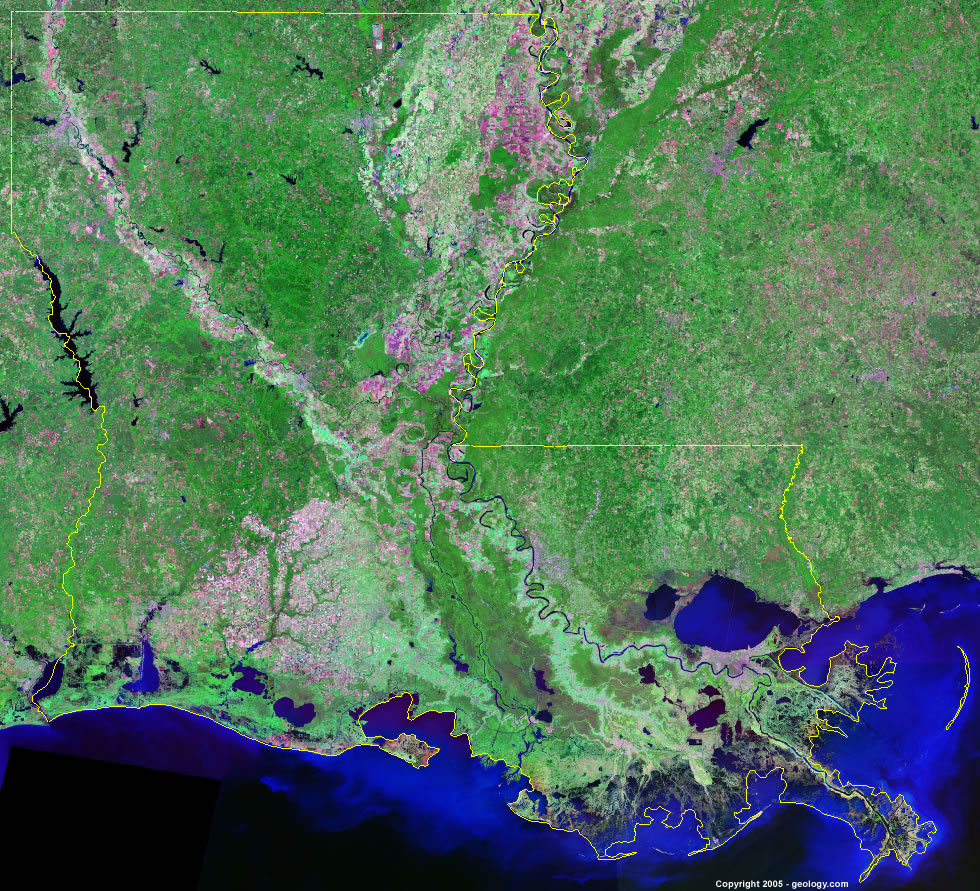 Satellite Map Of Louisiana Louisiana Satellite Images - Landsat Color Image