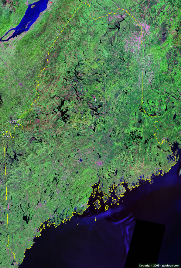 Satellite Map Of Maine Maine Satellite Images - Landsat Color Image