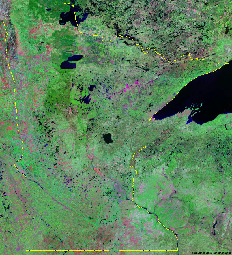 Satellite Map Of Minnesota Minnesota Satellite Images - Landsat Color Image