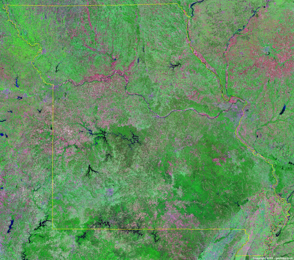 Satellite Map Of Missouri Missouri Satellite Images - Landsat Color Image