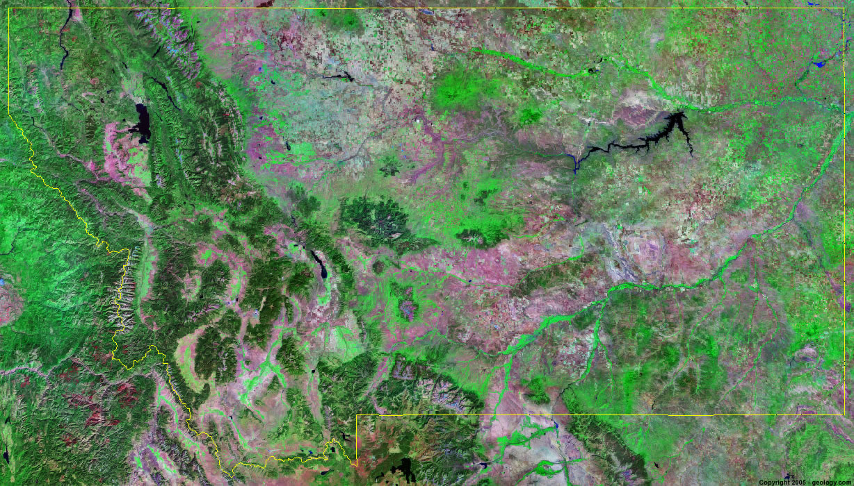 Satellite View Of Montana Montana Satellite Images - Landsat Color Image