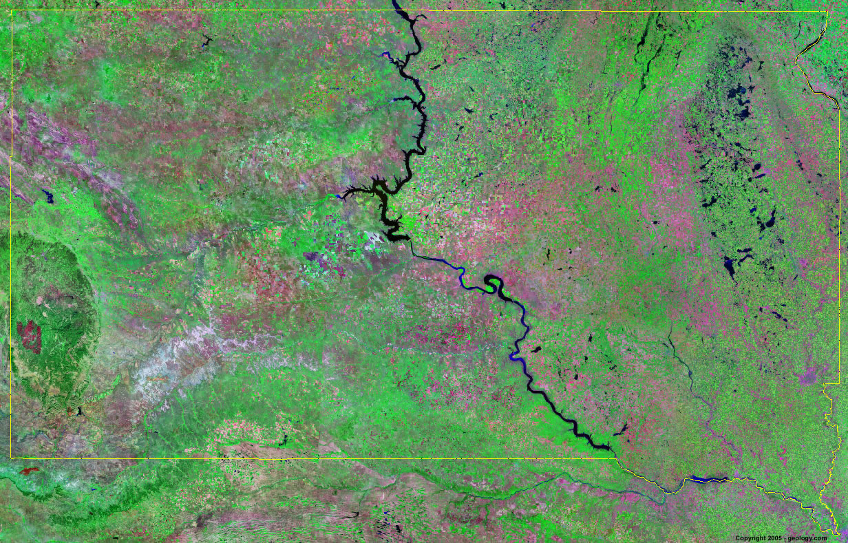 South Dakota Satellite Map South Dakota Satellite Images - Landsat Color Image