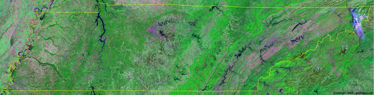 Satellite Map Of Tennessee Tennessee Satellite Images - Landsat Color Image