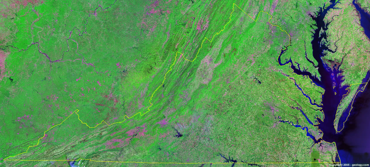 Satellite View Of Virginia Virginia Satellite Images - Landsat Color Image