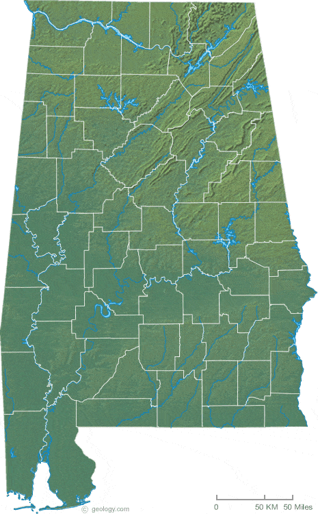 Alabama physical map