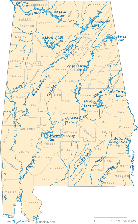 map of Alabama rivers