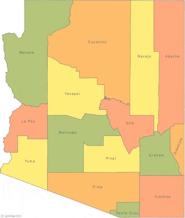 Az State Map With Cities Map of Arizona