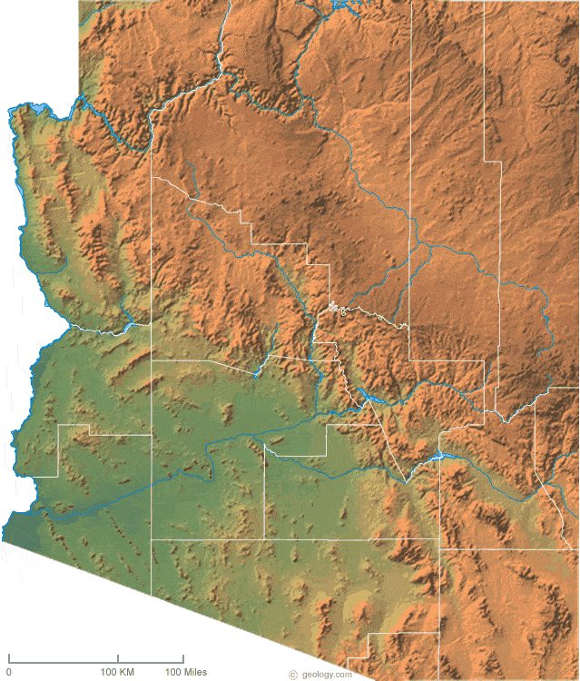 Arizona physical map