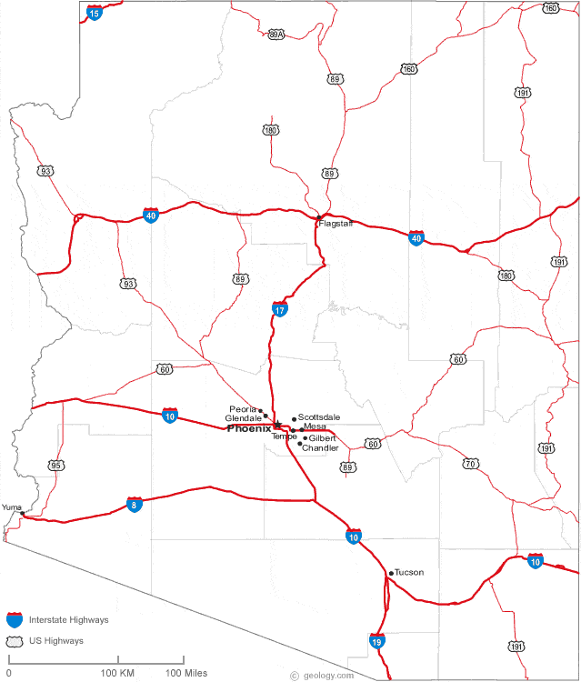 Arizona Map With Cities