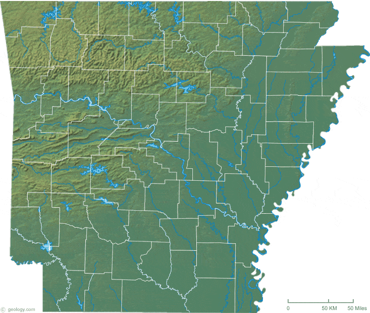 Arkansas physical map