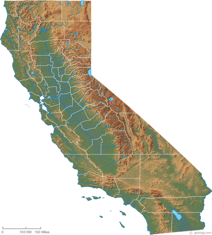 topographic map of california California Physical Map And California Topographic Map topographic map of california