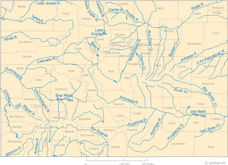 Map Of Colorado Lakes Streams And Rivers