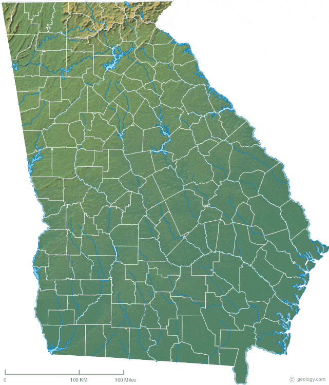 Topographic Map Of Georgia Usa Topographic Map Of Usa With States 8504