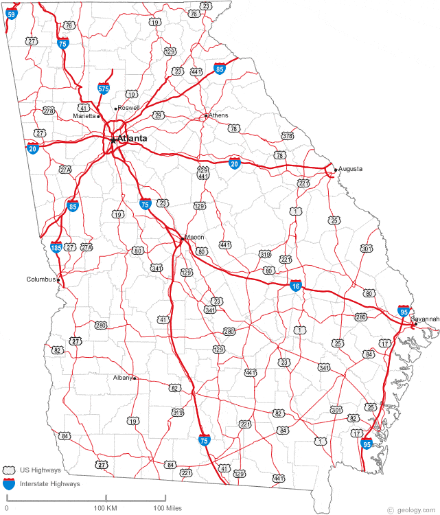 georgia state map by counties Map Of Georgia georgia state map by counties