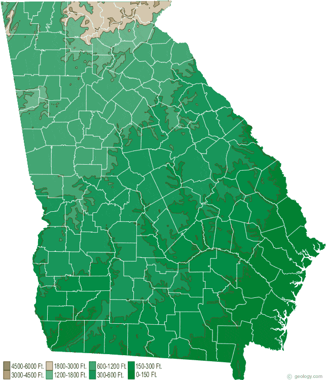 Georgia Physical Map And Georgia Topographic Map   Georgia State Map 