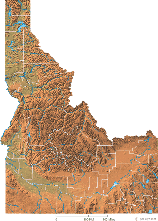 Topo Map Of Idaho Idaho Physical Map and Idaho Topographic Map