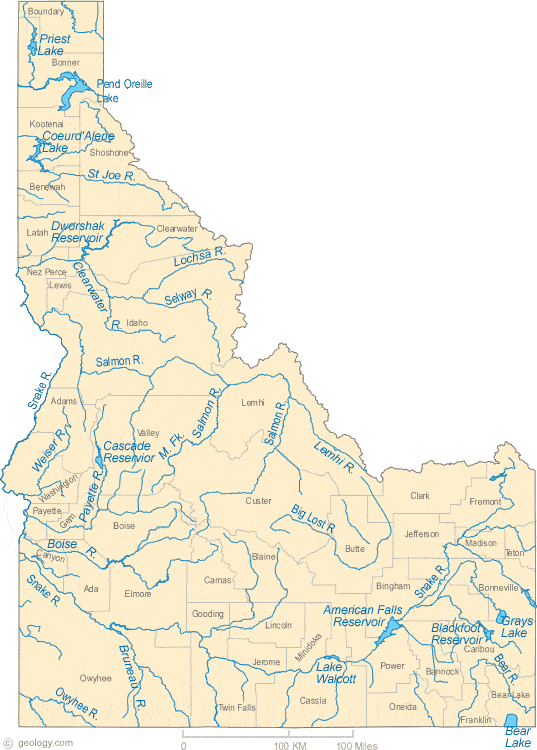 show me a map of idaho Map Of Idaho Lakes Streams And Rivers show me a map of idaho