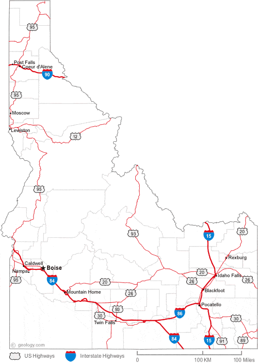 map of Idaho cities