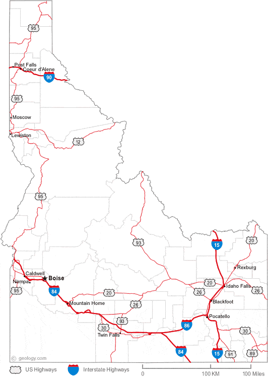 Idaho Map Gifs   Idaho Road Map 