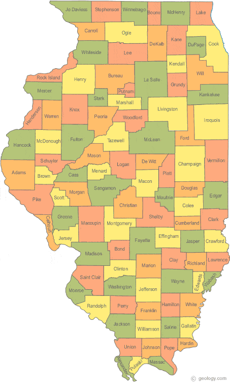 Map Of Illinois   Illinois County Map 