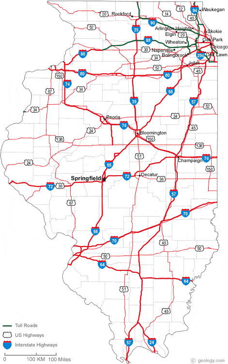 Map Of Illinois Interstates Map of Illinois