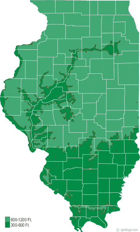 Illinois elevation map