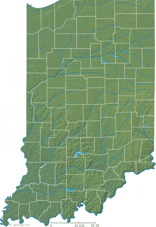 Indiana physical map