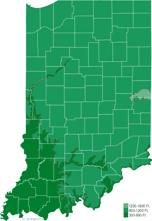 Indiana elevation map