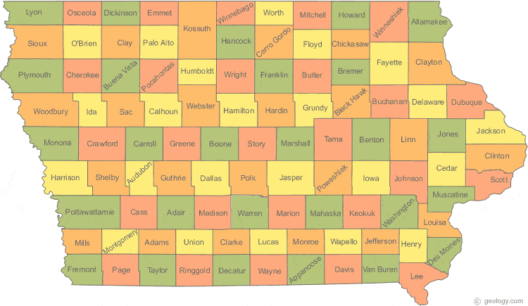 Iowa State Map With Counties