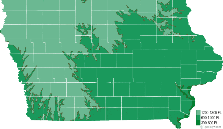 Iowa elevation map