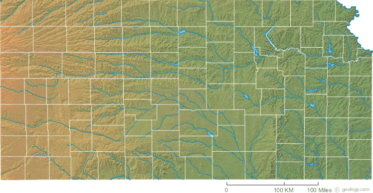 Kansas physical map