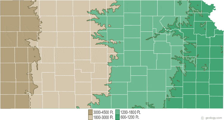 elevation map of kansas Kansas Physical Map And Kansas Topographic Map elevation map of kansas