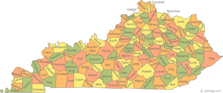 Kentucky State Map With Counties Map of Kentucky