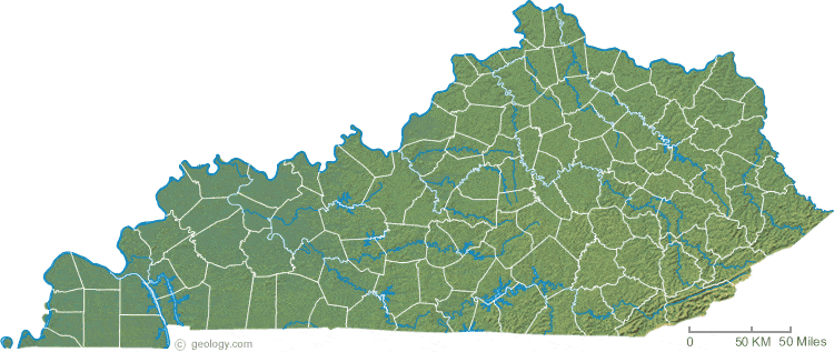 Kentucky physical map