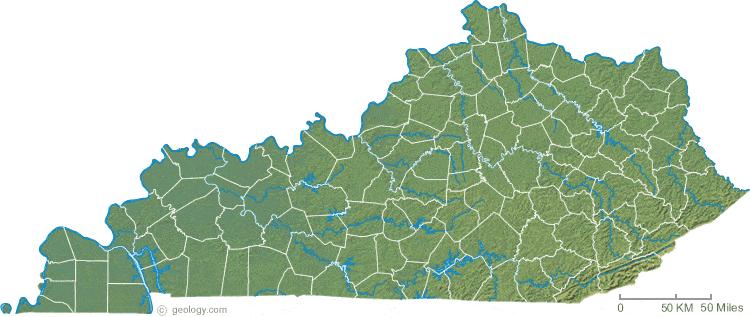 Kentucky Physical Map And Kentucky Topographic Map   Kentucky Physical Map 