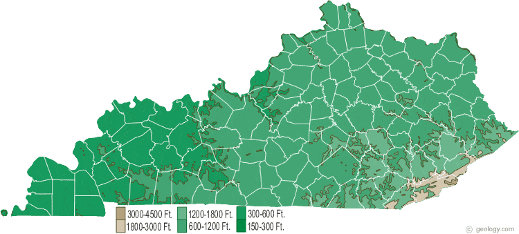 Kentucky elevation map