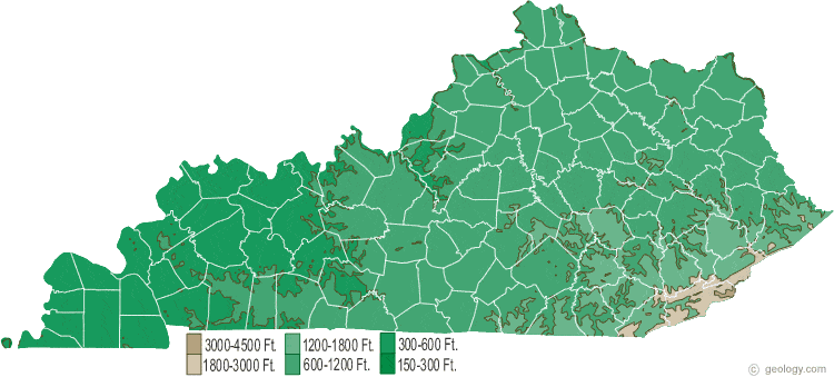 Elevation Map Of Kentucky Kentucky Physical Map and Kentucky Topographic Map