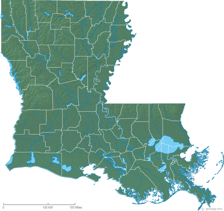 Topographic Map Of Louisiana Louisiana Physical Map and Louisiana Topographic Map