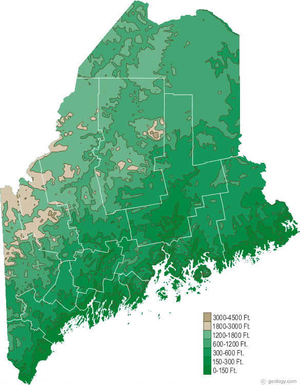 Maine elevation map