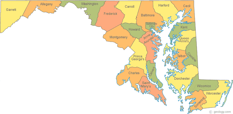 Detailed Map Of Maryland Map Of Maryland