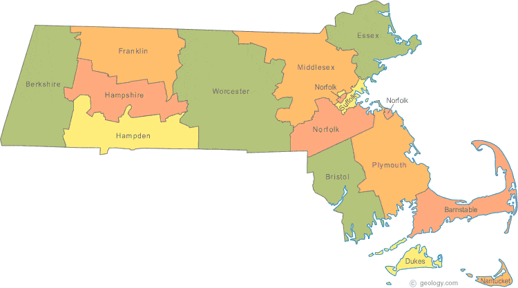 Massachusetts county map