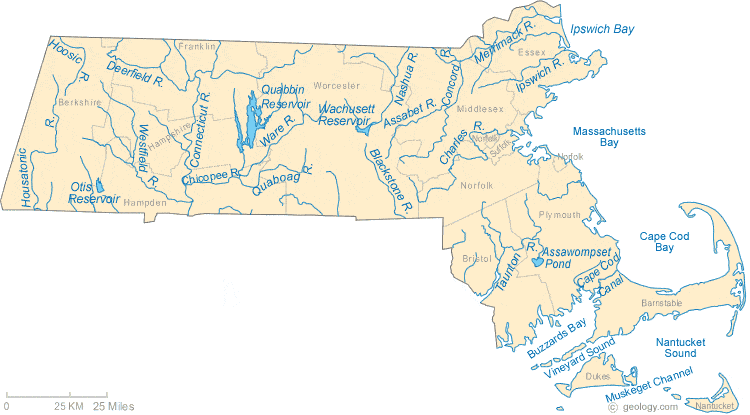 map of Massachusetts rivers