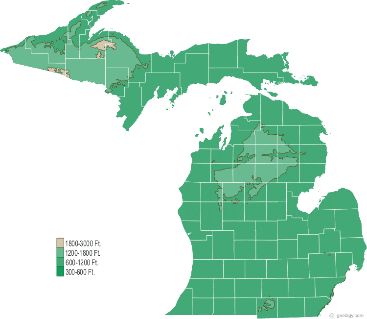 Michigan Physical Map And Michigan Topographic Map