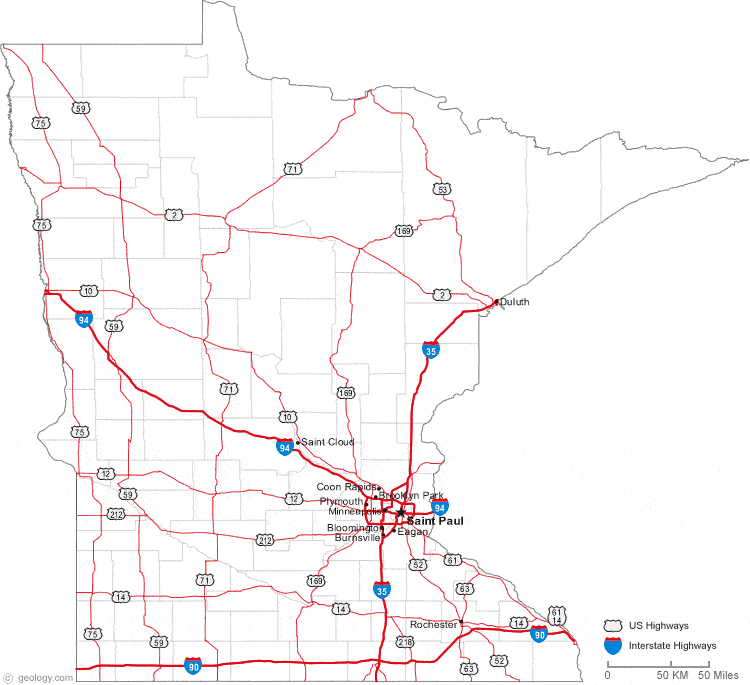 what highways in mn map