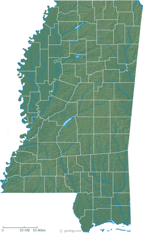 Mississippi physical map