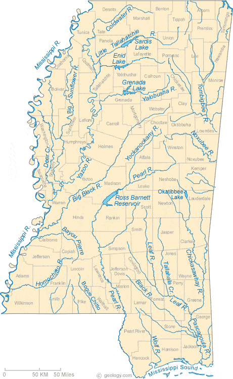 map of Mississippi rivers