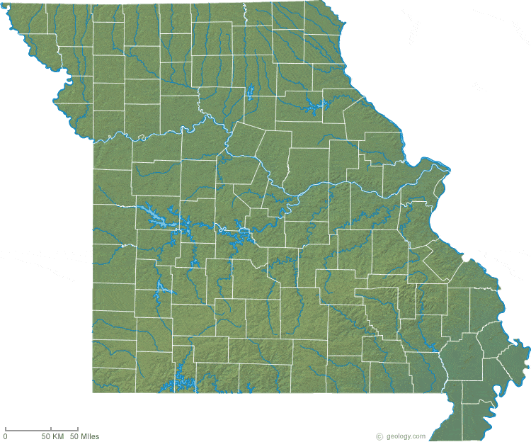 Topographical Map Of Missouri Missouri Physical Map and Missouri Topographic Map