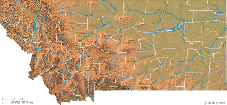 Montana physical map
